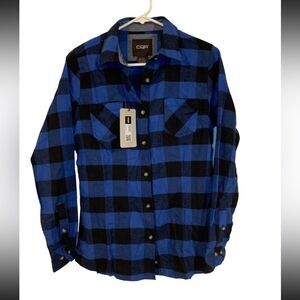 CQR NEW Small Blue and‎ Black Flannel Shirt